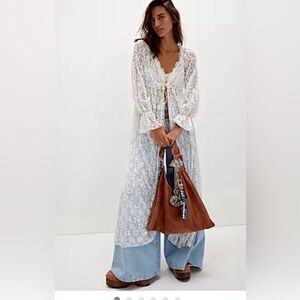 Free People Dim the Lights White Lace Duster - Large - New With Tags